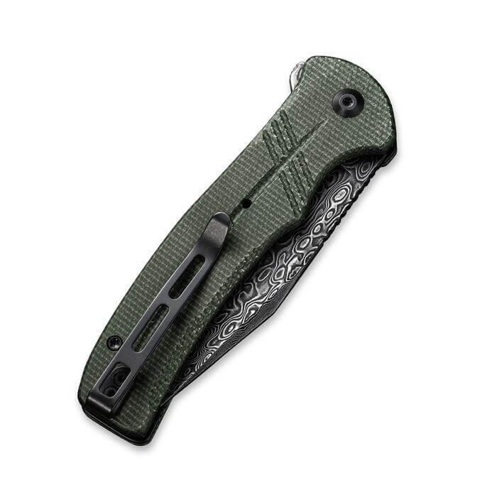 Civivi Cogent Button Lock Green Micarta Black Damascus - Knives.mx