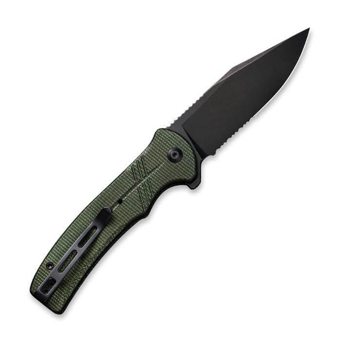 Civivi Cogent Button Lock Green Micarta Black SW Serrated 14C28N - Knives.mx