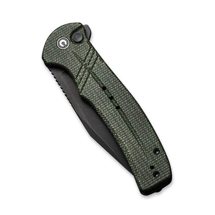 Civivi Cogent Button Lock Green Micarta Black SW Serrated 14C28N - Knives.mx