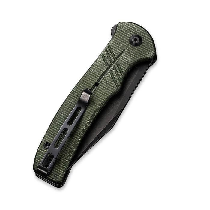 Civivi Cogent Button Lock Green Micarta Black SW Serrated 14C28N - Knives.mx