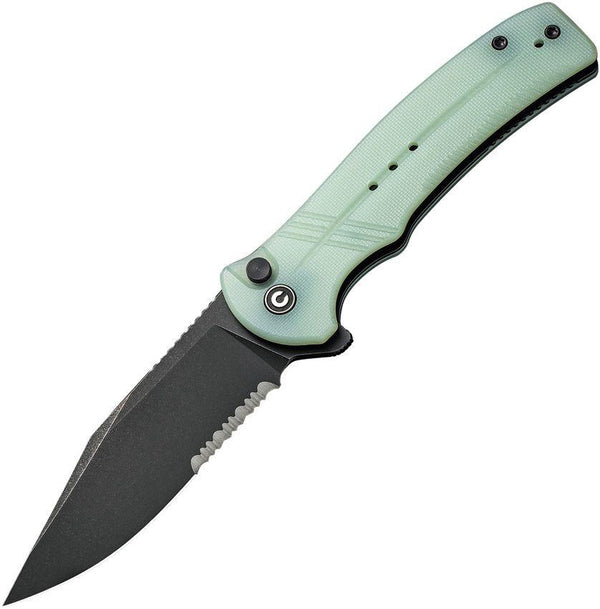 Civivi Cogent Button Lock Jade G10 Black SW Serrated 14C28N - Knives.mx
