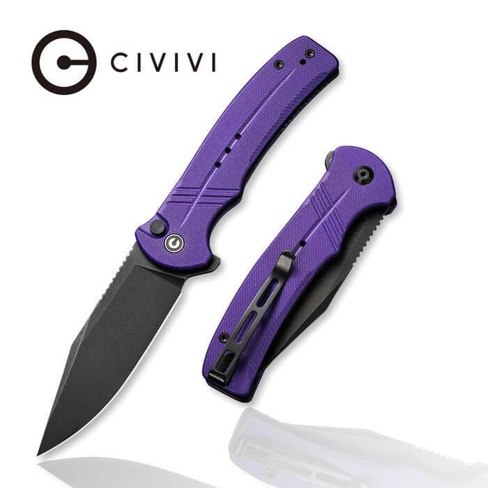 Civivi Cogent Button Lock Purple G10 Black SW 14C28N - Knives.mx