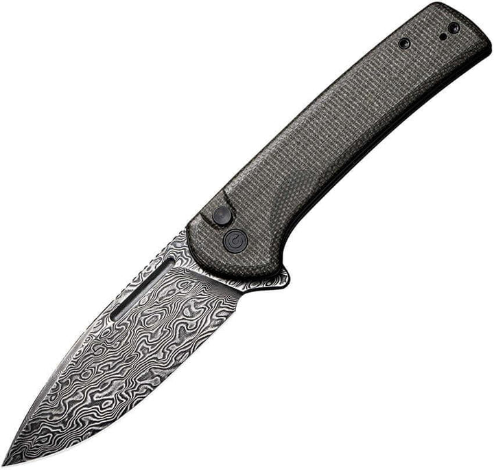 Civivi Conspirator Button Lock Dark Green Micarta Damascus - Knives.mx