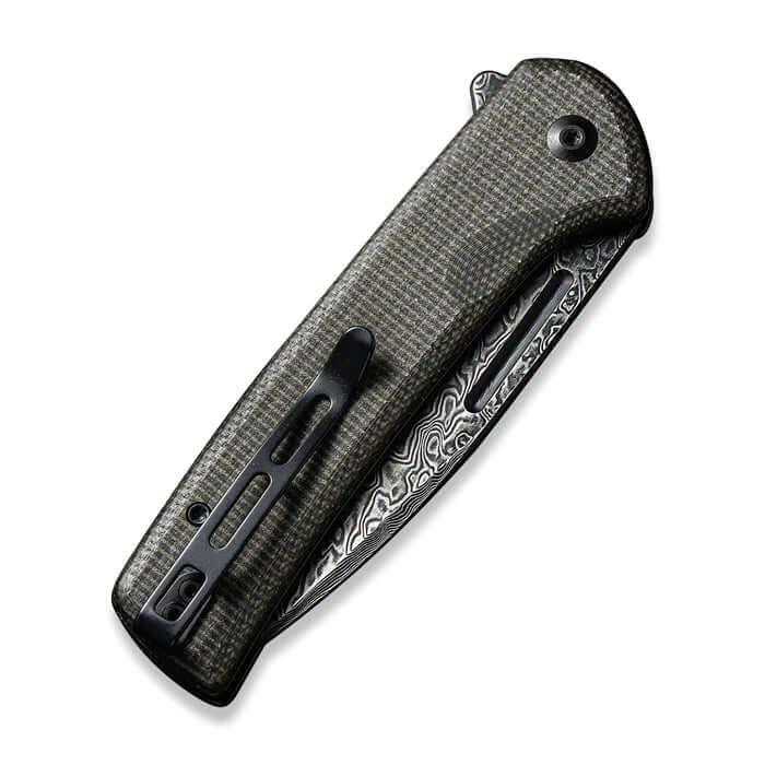 Civivi Conspirator Button Lock Dark Green Micarta Damascus - Knives.mx