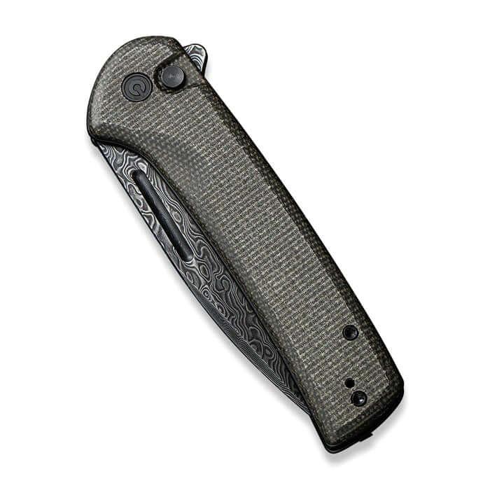 Civivi Conspirator Button Lock Dark Green Micarta Damascus - Knives.mx