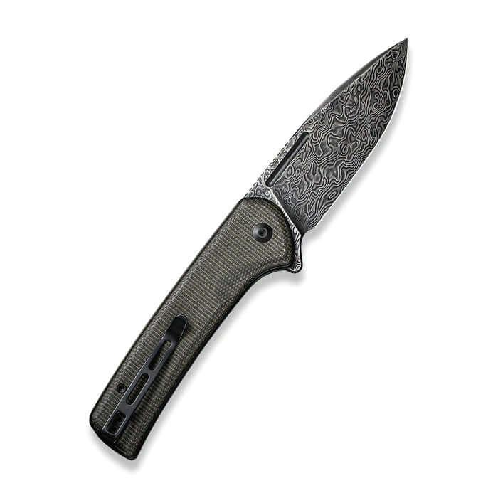 Civivi Conspirator Button Lock Dark Green Micarta Damascus - Knives.mx