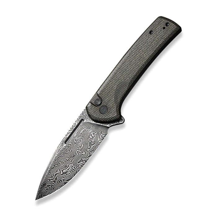 Civivi Conspirator Button Lock Dark Green Micarta Damascus - Knives.mx