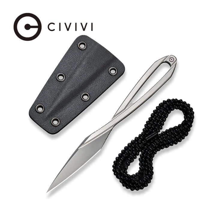 Civivi D-Art Neck Knife Silver Bead Blasted D2 - Knives.mx