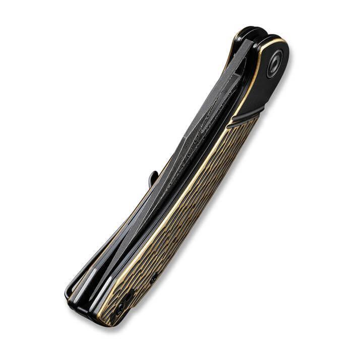 Civivi Dogma Black Polished Brass Handle Black Rubbed Damascus - Knives.mx
