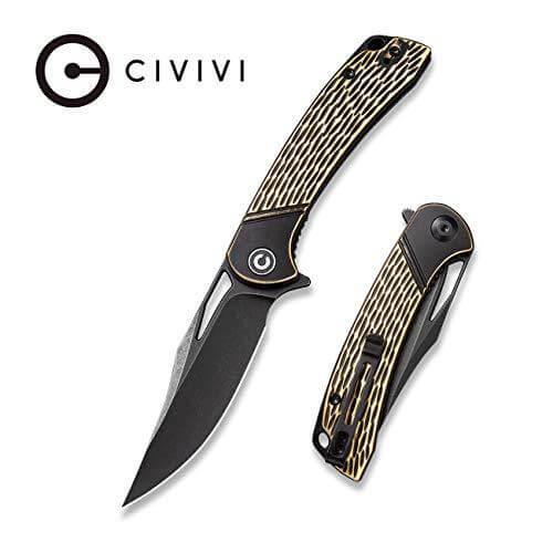 Civivi Dogma Black Polished Brass Handle Black Stonewashed D2 - Knives.mx
