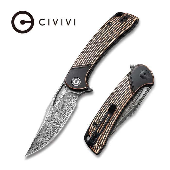 Civivi Dogma Black Polished Copper Handle Black Hand Rubbed Damascus - Knives.mx