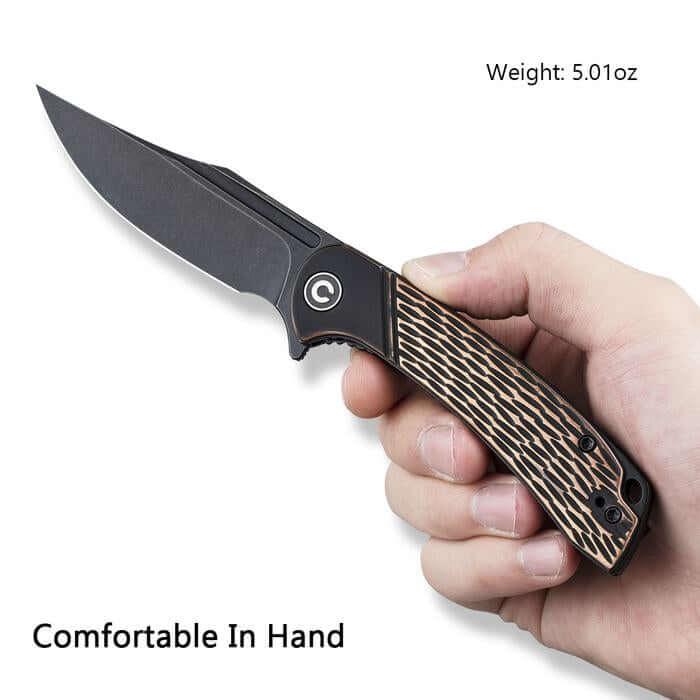 Civivi Dogma Black Polished Copper Handle Black Stonewashed D2 - Knives.mx