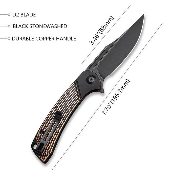 Civivi Dogma Black Polished Copper Handle Black Stonewashed D2 - Knives.mx