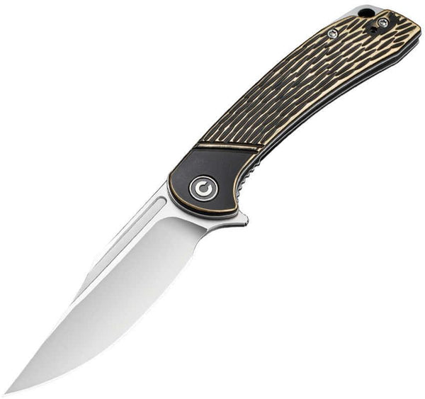 Civivi Dogma Flipper Knife Black Polished Brass D2 - Knives.mx