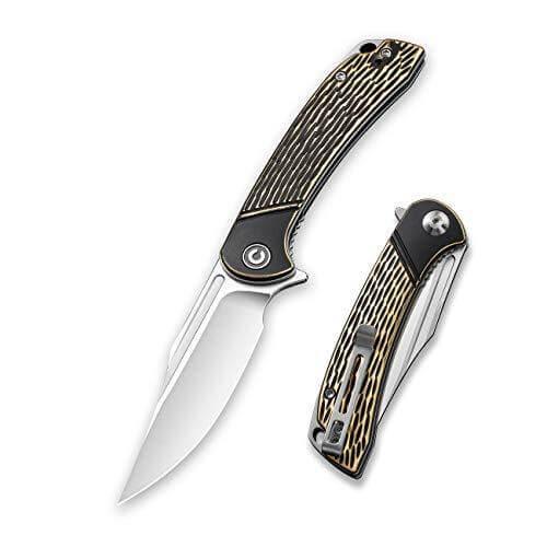Civivi Dogma Flipper Knife Black Polished Brass D2 - Knives.mx