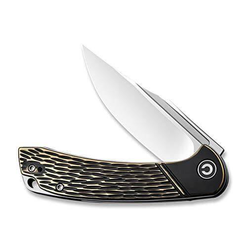 Civivi Dogma Flipper Knife Black Polished Brass D2 - Knives.mx