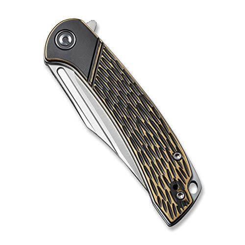 Civivi Dogma Flipper Knife Black Polished Brass D2 - Knives.mx