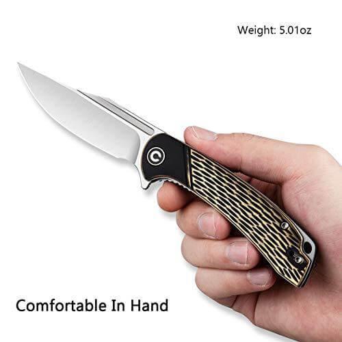 Civivi Dogma Flipper Knife Black Polished Brass D2 - Knives.mx
