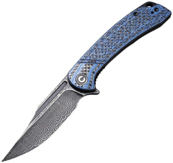Civivi Dogma Layered Blue / Black and CF Black Rubbed Damascus - Knives.mx