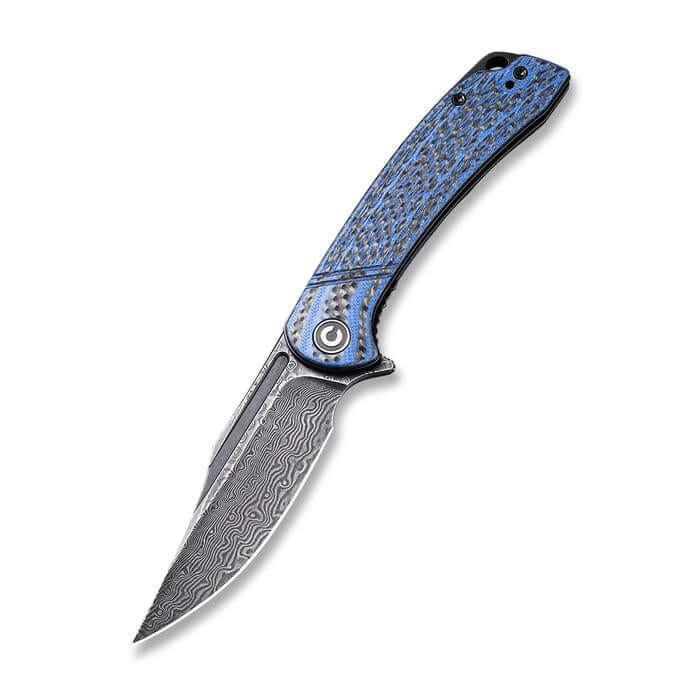 Civivi Dogma Layered Blue / Black and CF Black Rubbed Damascus - Knives.mx