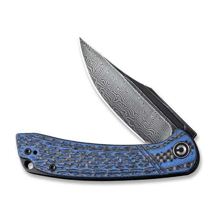 Civivi Dogma Layered Blue / Black and CF Black Rubbed Damascus - Knives.mx