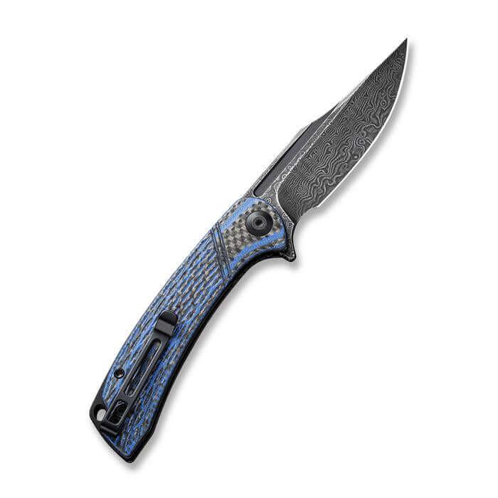 Civivi Dogma Layered Blue / Black and CF Black Rubbed Damascus - Knives.mx