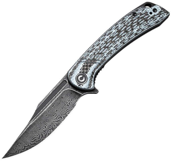 Civivi Dogma Layered White/Black G10 and CF Black Rubbed Damascus - Knives.mx