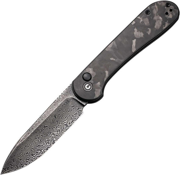 Civivi Elementum Button Lock Black Marble Carbon Fiber Damascus - Knives.mx
