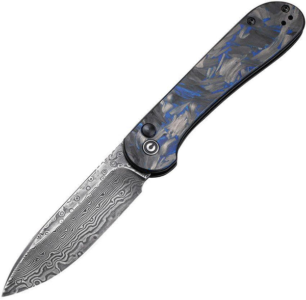 Civivi Elementum Button Lock Blue Marble Carbon Fiber Damascus - Knives.mx