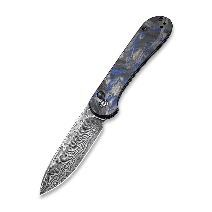 Civivi Elementum Button Lock Blue Marble Carbon Fiber Damascus - Knives.mx