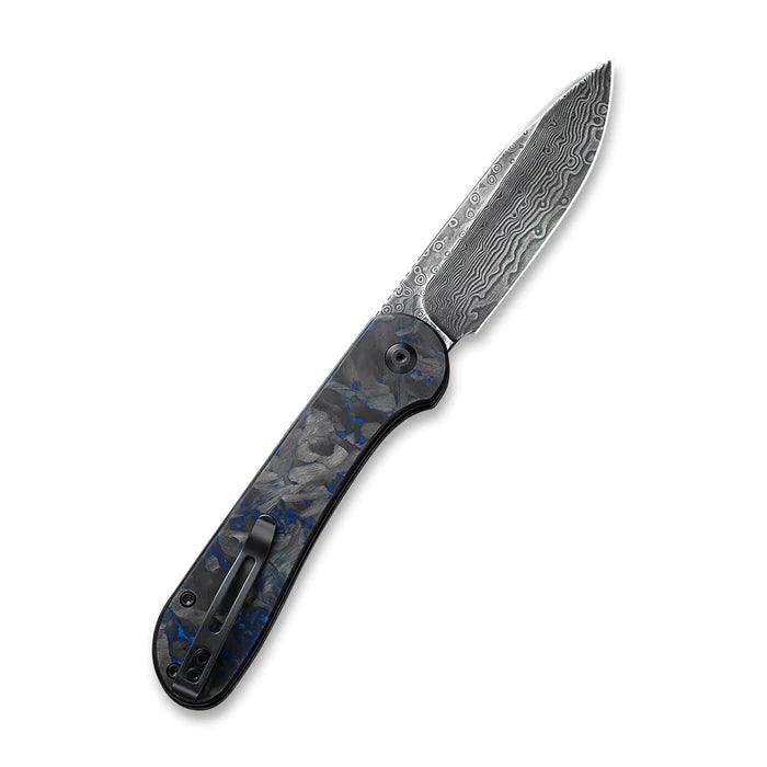 Civivi Elementum Button Lock Blue Marble Carbon Fiber Damascus - Knives.mx