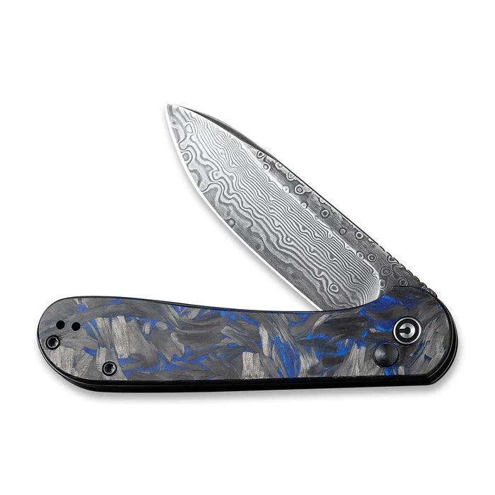 Civivi Elementum Button Lock Blue Marble Carbon Fiber Damascus - Knives.mx