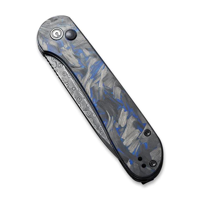 Civivi Elementum Button Lock Blue Marble Carbon Fiber Damascus - Knives.mx