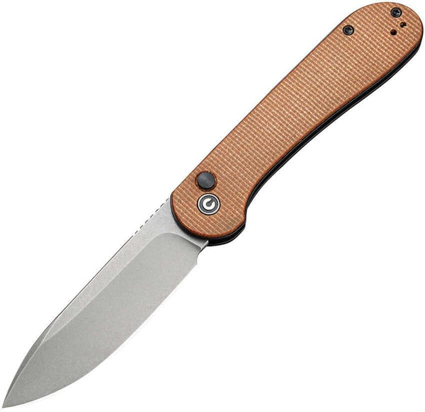 Civivi Elementum Button Lock Brown Micarta Stonewash 14C28N Sandvik - Knives.mx