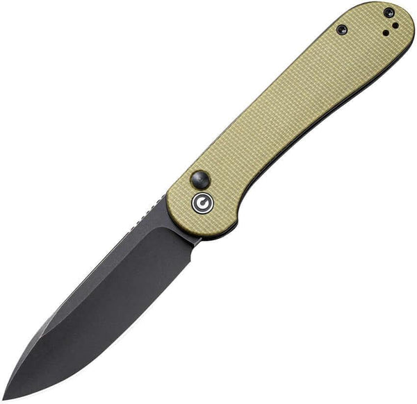 Civivi Elementum Button Lock Olive Micarta Black Stonewash 14C28N Sandvik - Knives.mx