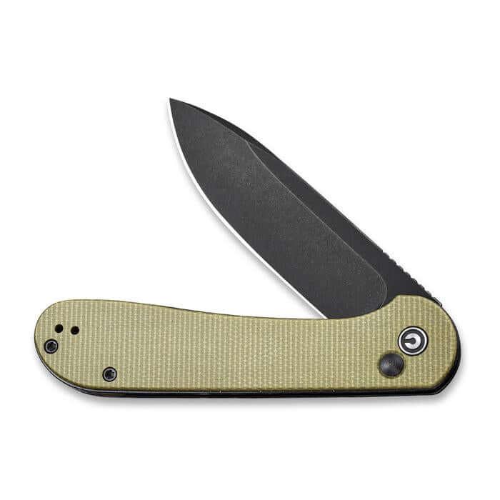 Civivi Elementum Button Lock Olive Micarta Black Stonewash 14C28N Sandvik - Knives.mx