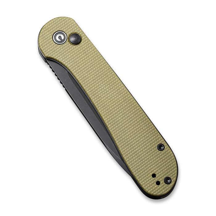Civivi Elementum Button Lock Olive Micarta Black Stonewash 14C28N Sandvik - Knives.mx