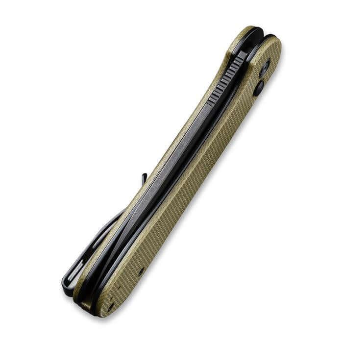Civivi Elementum Button Lock Olive Micarta Black Stonewash 14C28N Sandvik - Knives.mx