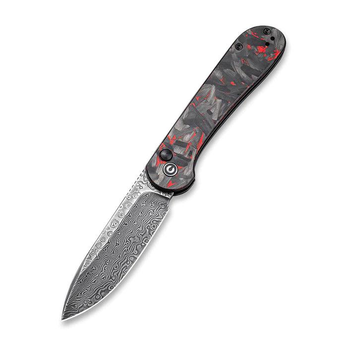 Civivi Elementum Button Lock Red Marble Carbon Fiber Damascus - Knives.mx