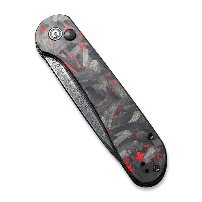 Civivi Elementum Button Lock Red Marble Carbon Fiber Damascus - Knives.mx