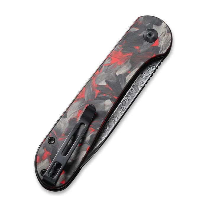 Civivi Elementum Button Lock Red Marble Carbon Fiber Damascus - Knives.mx