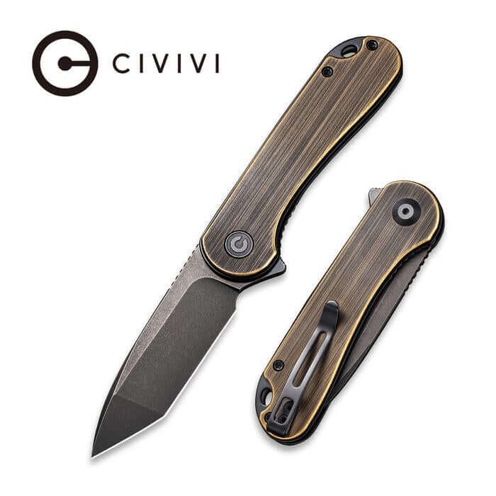 Civivi Elementum Linerlock Brass Black Stonewashed Tanto D2 - Knives.mx