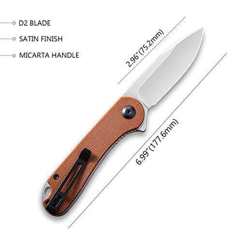 Civivi Elementum Linerlock Brown Micarta Satin D2 - Knives.mx