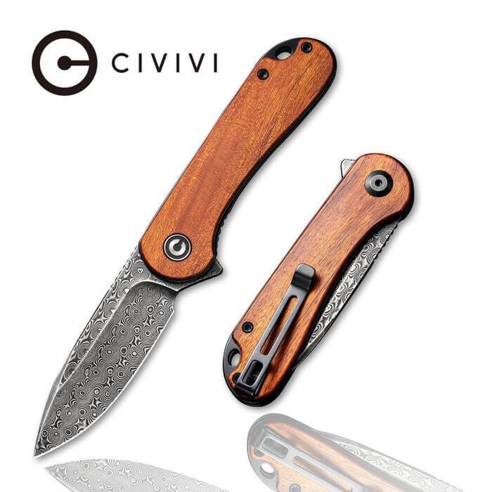 Civivi Elementum Linerlock Cuibourtia Wood Damascus - Knives.mx