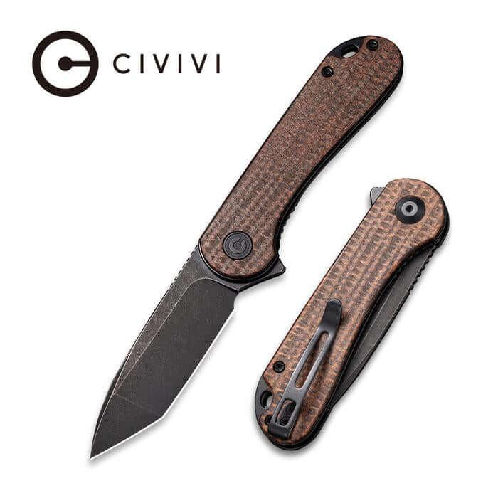 Civivi Elementum Linerlock Dark Brown Matrix Micarta Black Stonewash Tanto D2 - Knives.mx