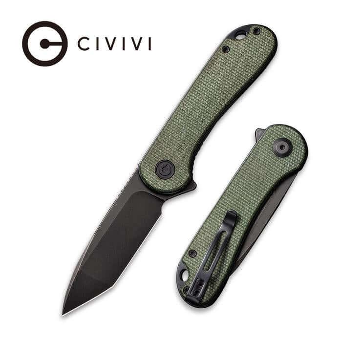 Civivi Elementum Linerlock Green Linen Micarta Black Stonewash Tanto D2 - Knives.mx