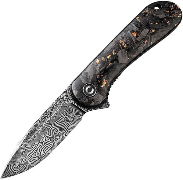 Civivi Elementum Linerlock Shredded CF And Copper Resin Damascus - Knives.mx
