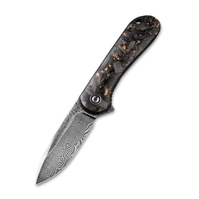 Civivi Elementum Linerlock Shredded CF And Copper Resin Damascus - Knives.mx