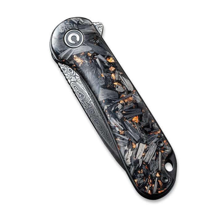 Civivi Elementum Linerlock Shredded CF And Copper Resin Damascus - Knives.mx