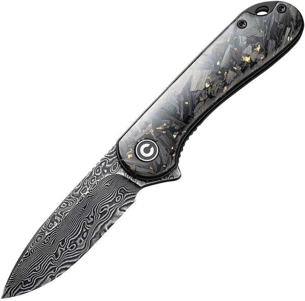 Civivi Elementum Linerlock Shredded CF And Golden Resin Damascus - Knives.mx